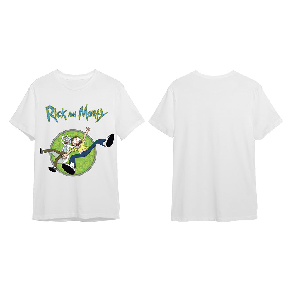 WHITE RICK &MORTY PORTAL T SHIRT - מידה XL