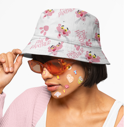 White Pink Panther Pattern - Pinkpanther Collection- Bucket Hat