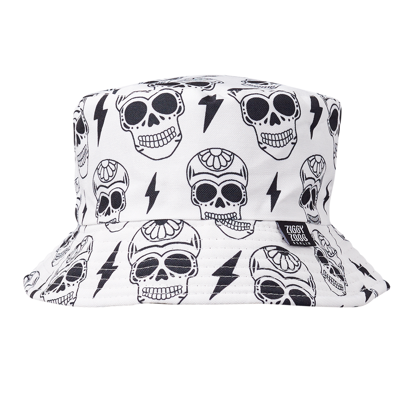 Lightning Big Skull Black & White - Bucket Hat