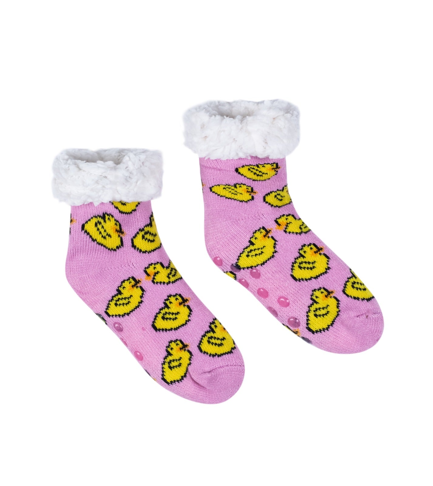 Pink ducks fluffy socks kids size